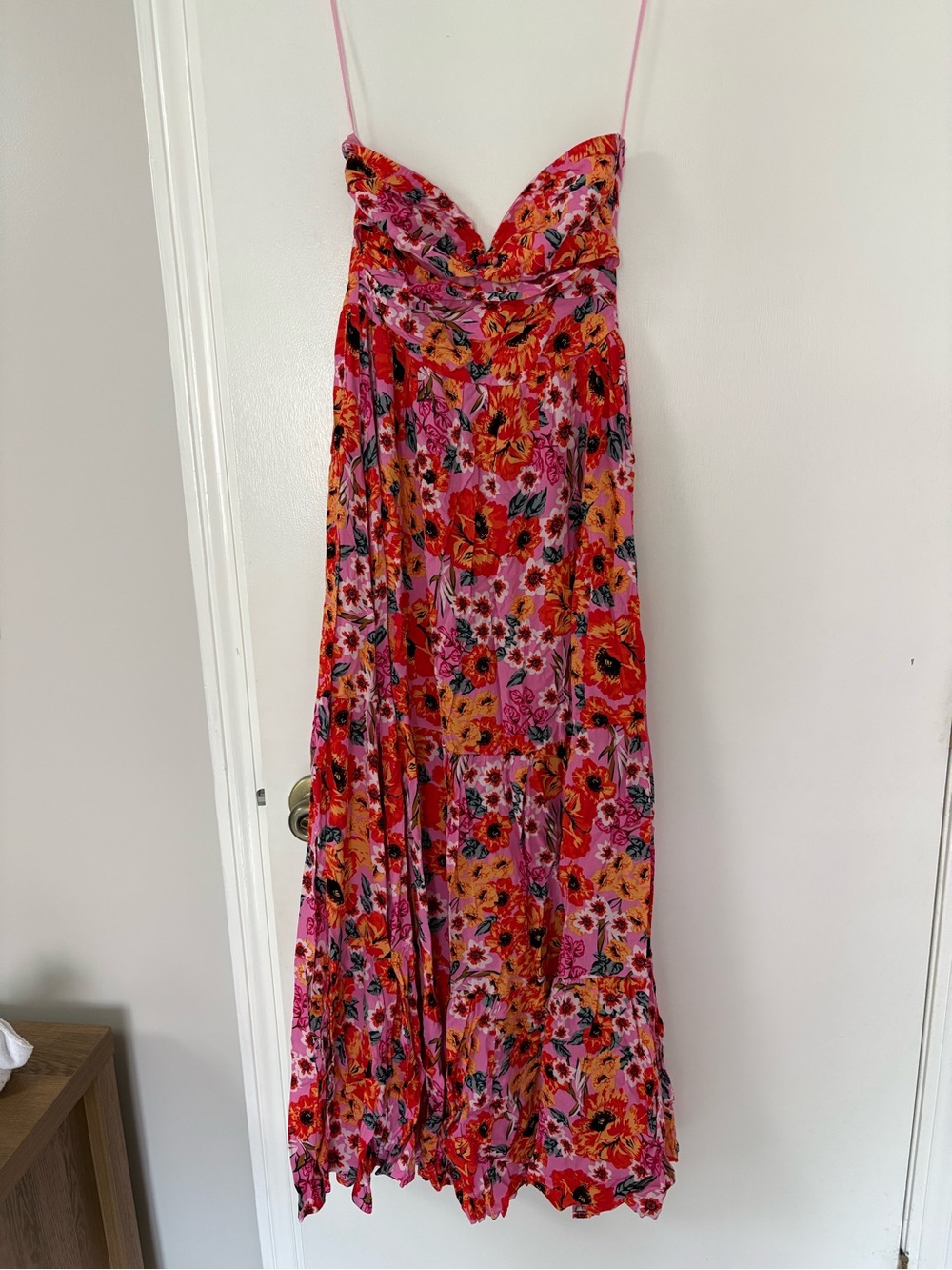 Petal & Pup Pink Red Orange Floral Spaghetti-Strap Maxi Dress
